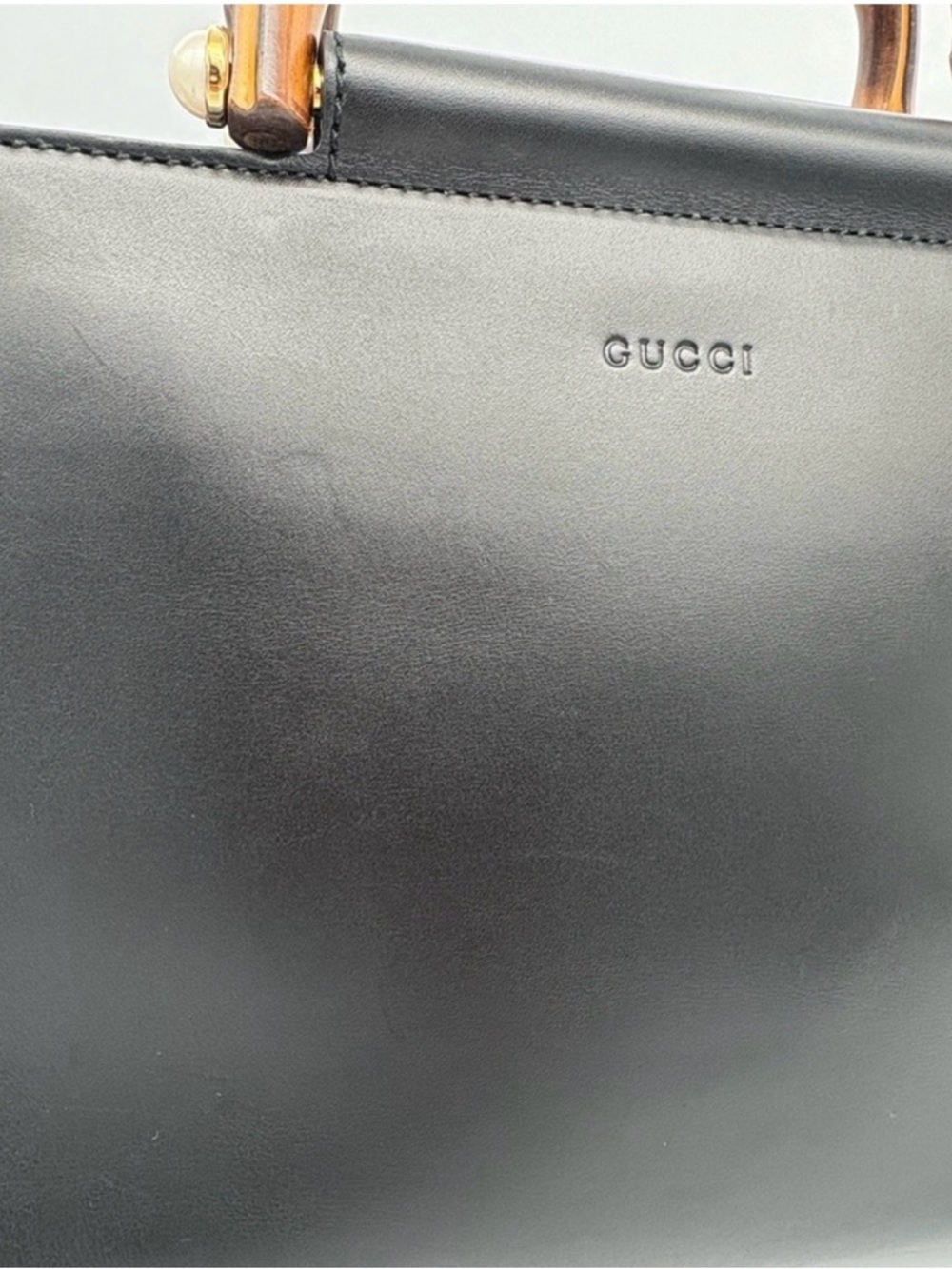 Gucci Black Leather Satchel with Bamboo Top Handles - Picture 2 of 12